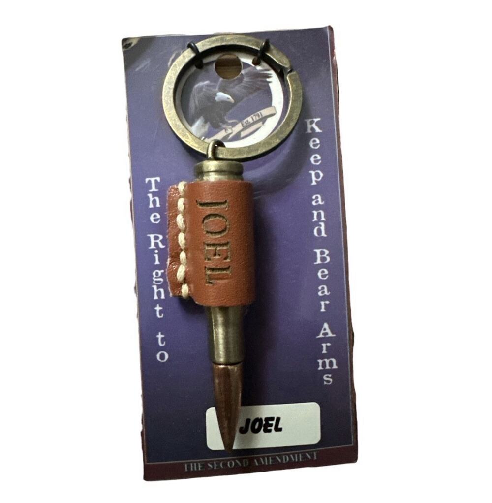 2nd Amendment Faux Rifle Bullet Keychain Name Joel Montana Artistic Impressions